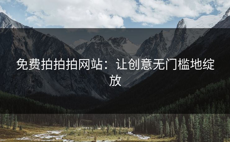 免费拍拍拍网站：让创意无门槛地绽放