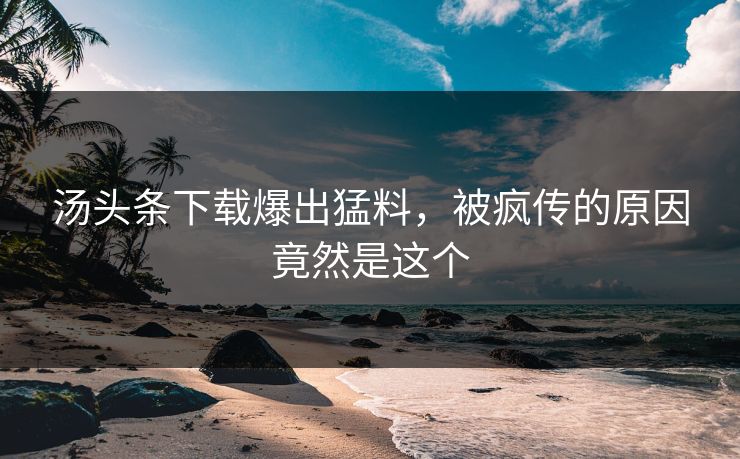 汤头条下载爆出猛料，被疯传的原因竟然是这个