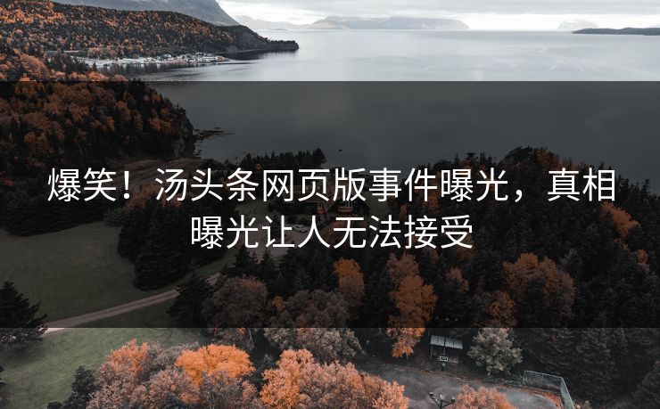 爆笑！汤头条网页版事件曝光，真相曝光让人无法接受