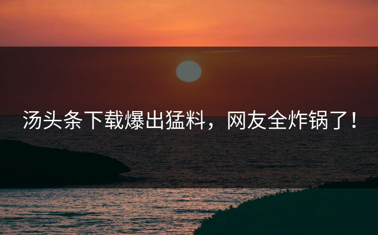 汤头条下载爆出猛料，网友全炸锅了！