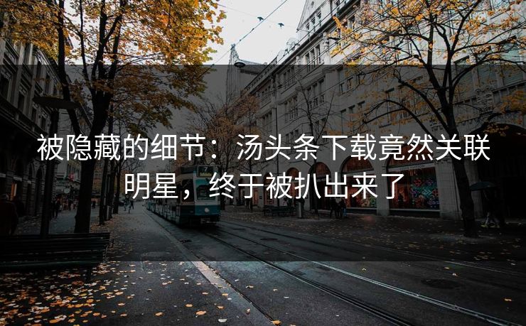 被隐藏的细节：汤头条下载竟然关联明星，终于被扒出来了