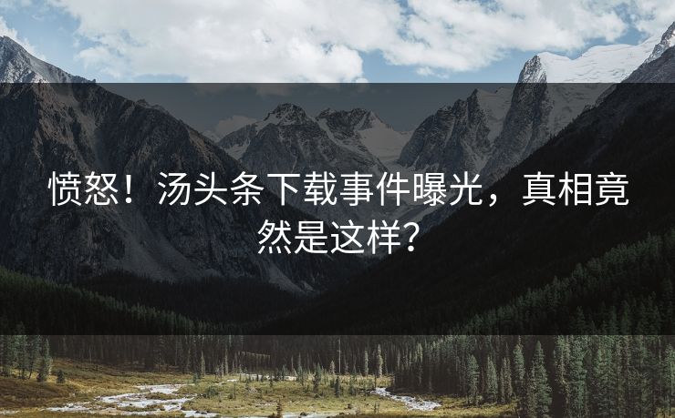 愤怒！汤头条下载事件曝光，真相竟然是这样？