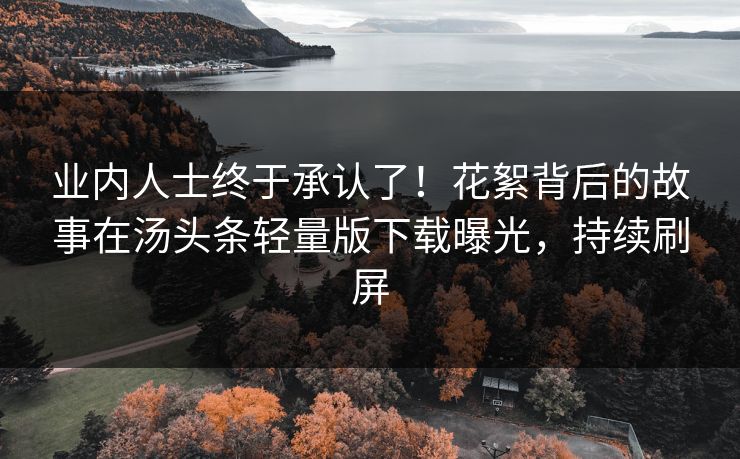 业内人士终于承认了！花絮背后的故事在汤头条轻量版下载曝光，持续刷屏