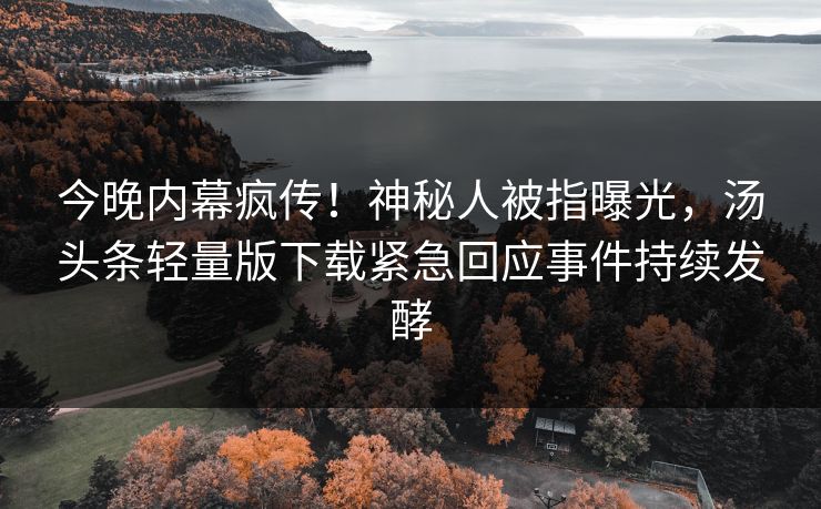 今晚内幕疯传！神秘人被指曝光，汤头条轻量版下载紧急回应事件持续发酵