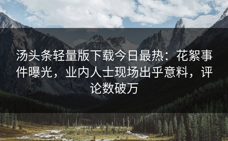 汤头条轻量版下载今日最热：花絮事件曝光，业内人士现场出乎意料，评论数破万